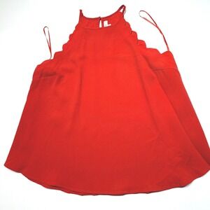 Mine Women's Medium Red Scalloped Halter Tank Top – Sleeveless Blouse‎